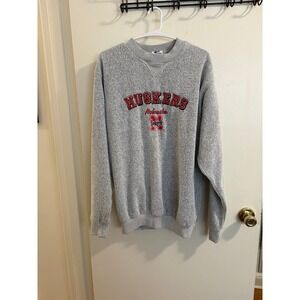Dynasty Nebraska Huskers Sweatshirt Womens Medium Gray Salt Pepper Embroidered